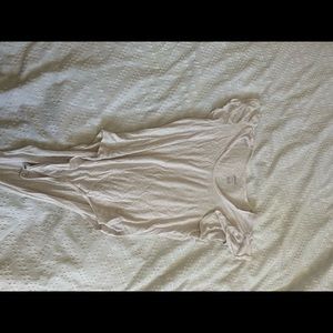 White flowy shoulder bodysuit